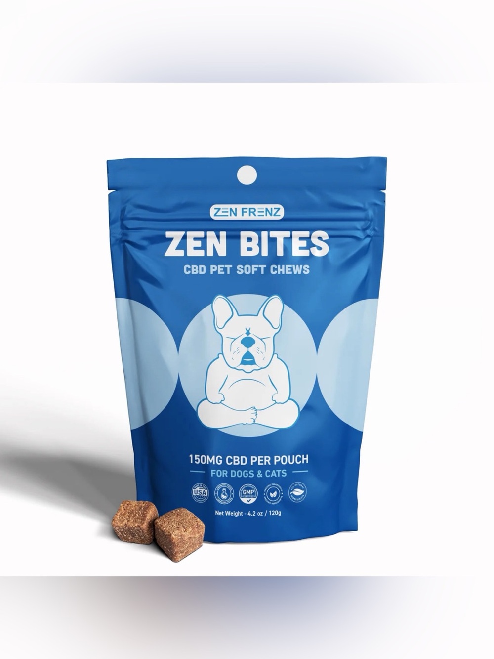 NEW Zen Bites Pet Chews For Dogs & Cats 150 MG Per Pouch 4.2 Oz Bag